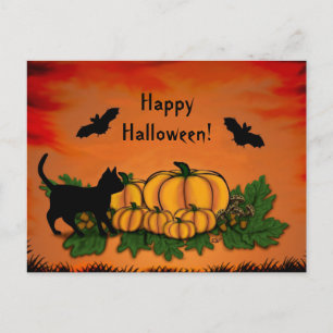 Carte Postale Automne, Bonne Halloween ! Avec chauve-souris et n