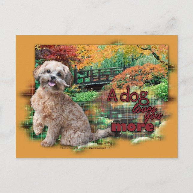 Carte Postale Automne - Chien vous aime plus - Shihpoo - Maggie (Devant)