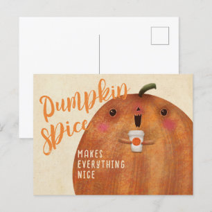 Carte Postale Automne Citrouille Épice Latte Halloween Automne