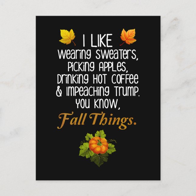 Carte Postale Automne drôle Conception politique anti-Trump (Devant)
