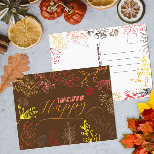 Carte Postale Automne Feuilles Branches et Berries Thanksgiving