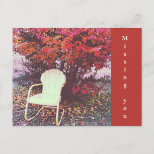 Carte Postale Automne Feuilles rouges Chaise vide Photo Vous Man
