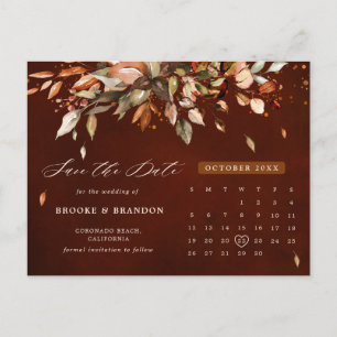 Carte Postale Automne Feuilles Rustique Pays Enregistrer la date