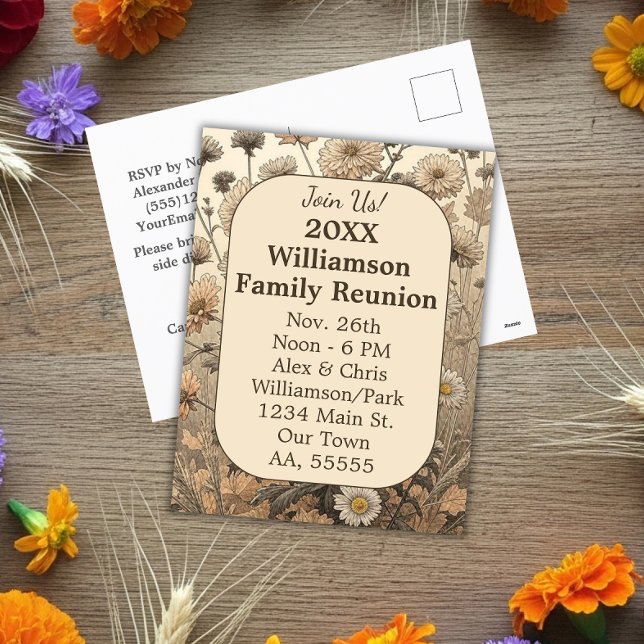 Carte postale Automne Floral Famille Réunion (Créateur téléchargé)