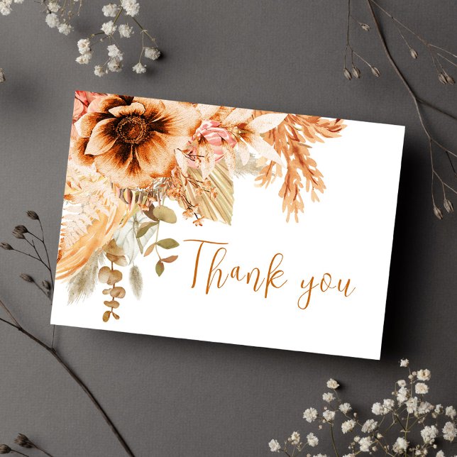 Carte Postale Automne Floral Rustique Mariage Merci (Fall Floral Rustic Wedding Thank You Postcard)