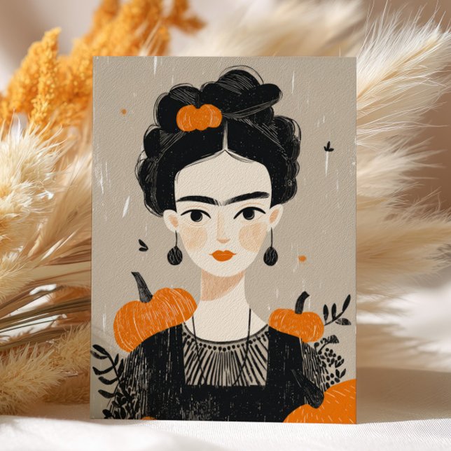 Carte Postale Automne Frida Kahlo Illustration Jolie Halloween (Créateur téléchargé)