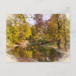 Carte Postale Automne Jaune Réflexion du parc