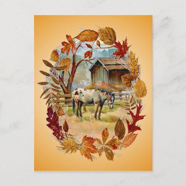 Carte Postale AUTOMNE LEAVES & APPALOOSA par SHARON SHARPE (Devant)
