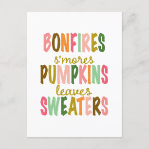 Carte Postale Automne Typographie Automne Bonfires Chandails Cit