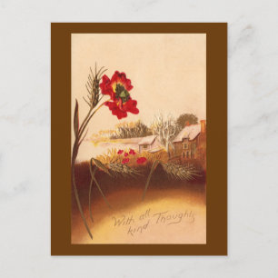 Carte Postale Automne Vintage du pavot et du blé