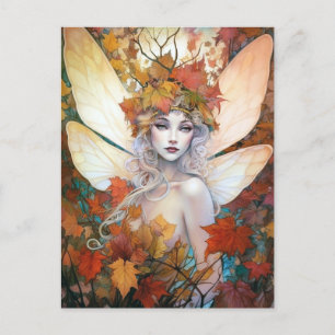 Carte Postale Automne Woodland Fairy Imaginaire Art
