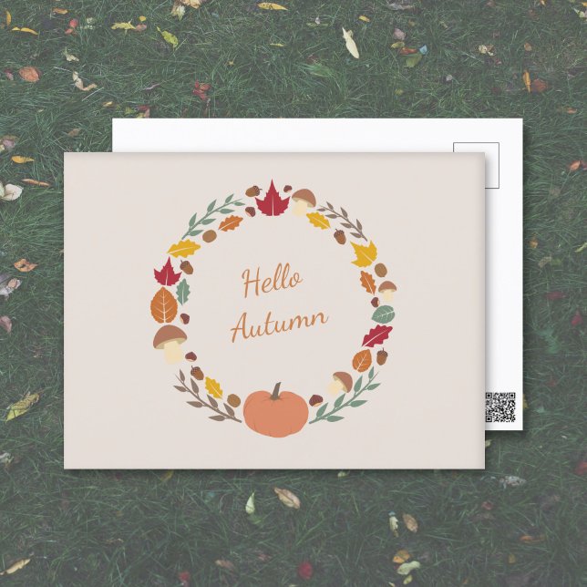 Carte postale Automne Wreath (Fall Wreath Postcard)