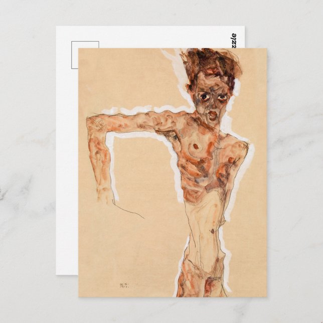 Carte Postale Autoportrait (1911) | Egon Schiele | (Devant / Derrière)