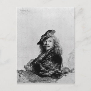 Carte Postale Autoportrait appuyé sur un rebord de pierre, 1639