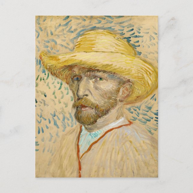 Carte Postale Autoportrait avec Casquette de paille Van Gogh Art (Devant)