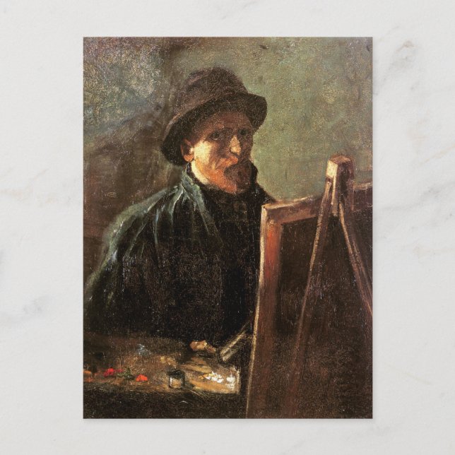 Carte Postale Autoportrait, Casquette foncé, Easel Van Gogh Art (Devant)