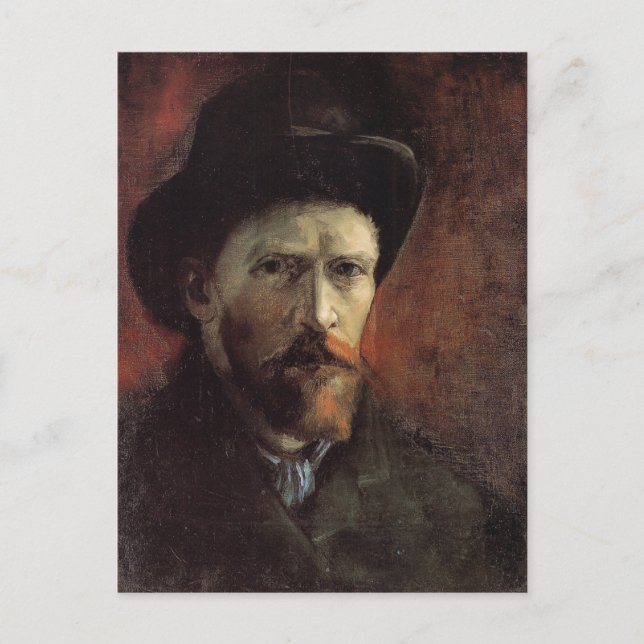 Carte Postale Autoportrait, Casquette Foncé, Van Gogh Art (Devant)