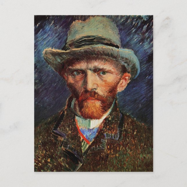 Carte Postale Autoportrait Gris Felt Casquette Van Gogh Art (Devant)