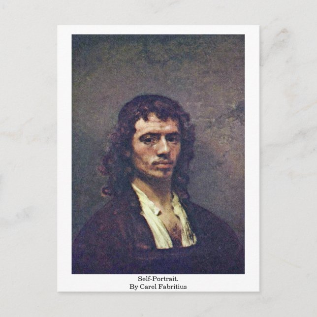 Carte Postale Autoportrait. Par Carel Fabritius (Devant)