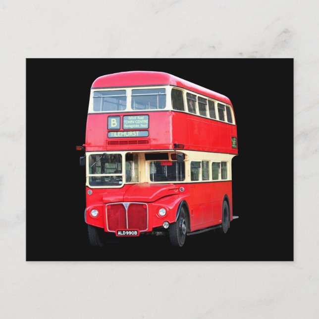 Carte Postale Autour de 1950, vieux bus rouge de Londres (Devant)