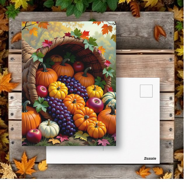 Carte Postale Autumn Harvest and Blessings Cornucopia  (Créateur téléchargé)