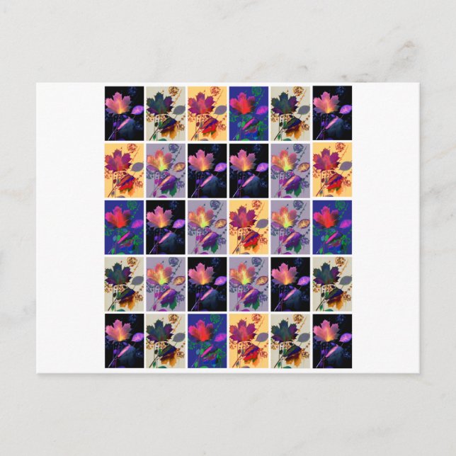 Carte Postale Autumn Leaves Rustic Patchwork (Devant)