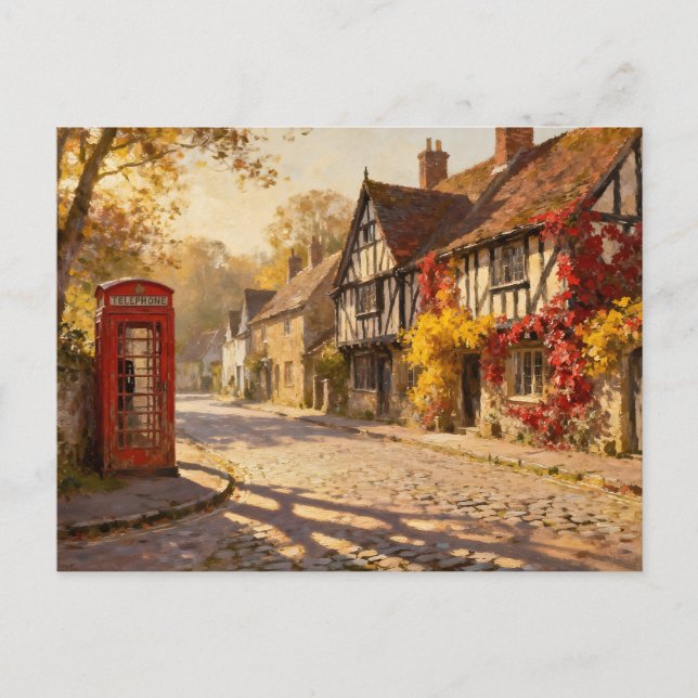 Carte Postale Autumn Village Scene in Golden Light (Devant)