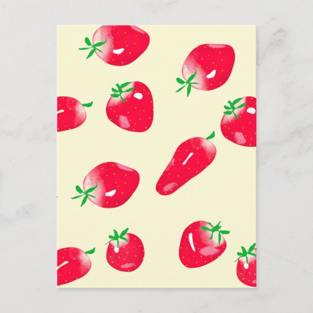 Carte postale aux fraises rouges juteuses (beige) (Devant)