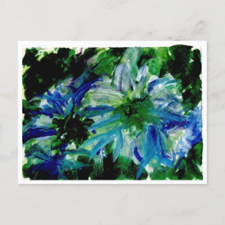 Carte postale aux grandes fleurs bleues