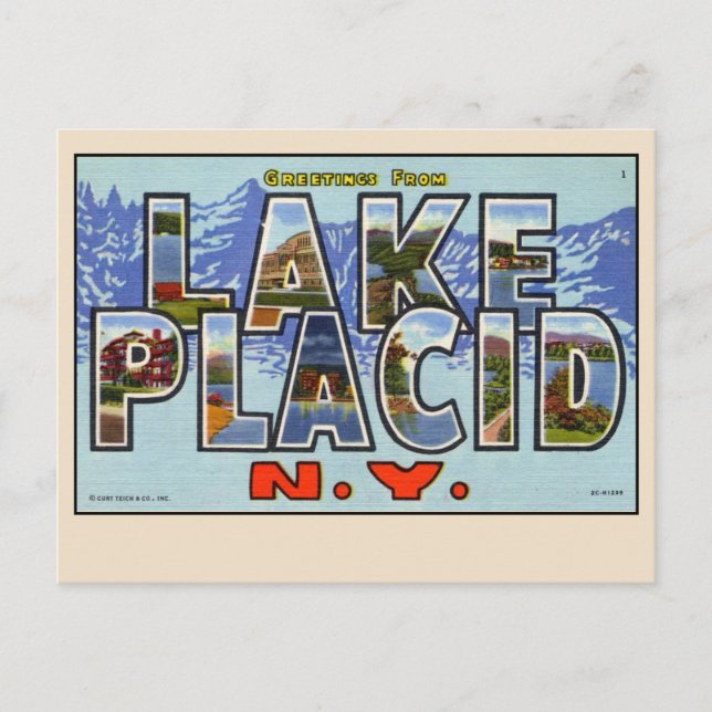 Carte postale aux grandes lettres Lake Placid (Devant)