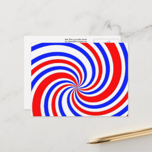 Carte postale aux tourbillons rouge, blanc et bleu