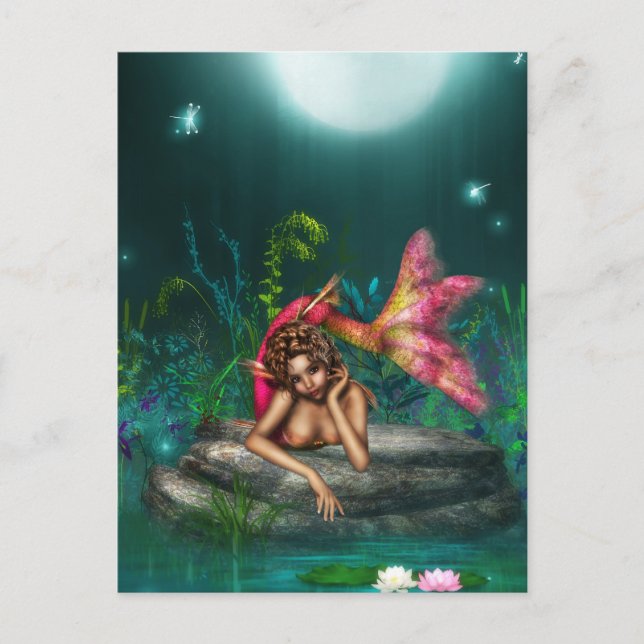 Carte Postale Ava la sirène rose (Devant)