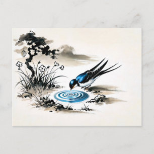 Carte Postale Avaler l'eau potable dans un ruisseau dans l'encre