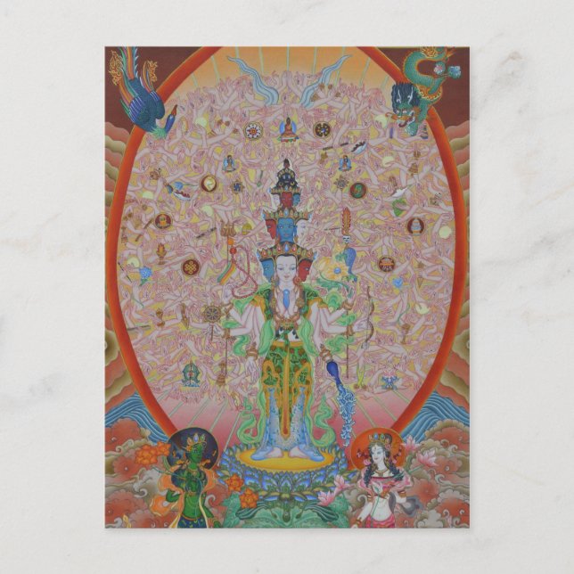 Carte postale Avalokiteshvara armée par milliers (Devant)