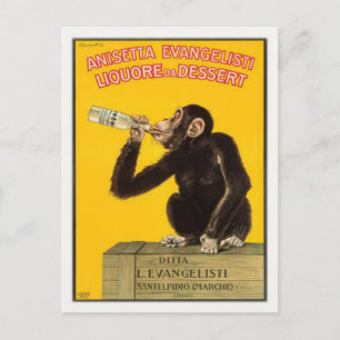 Carte postale avec affiche de singe buveur