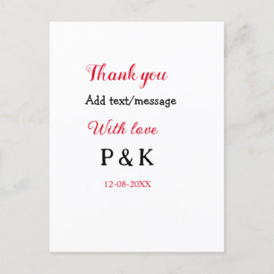 Carte Postale Avec amour ajoutez lettre nom couple merci ajoutez