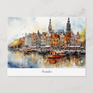 Carte postale avec Amsterdam, Pays-Bas