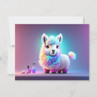 Carte postale avec Bébé, mignonette, lama de dessi