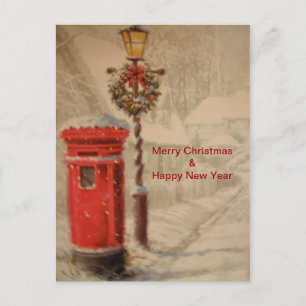 Carte postale avec boîte postale rouge