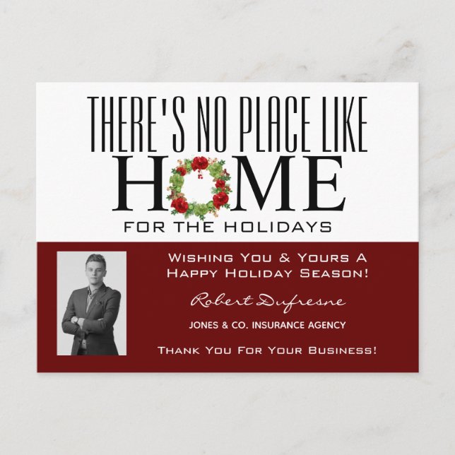 Carte postale avec couronne rouge pour la maison (Devant)