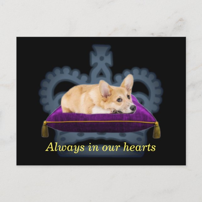 Carte postale avec coussin de corgi de reine perso (Devant)