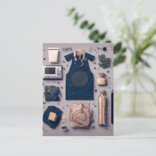 Carte postale avec cuisine esthétique plate
