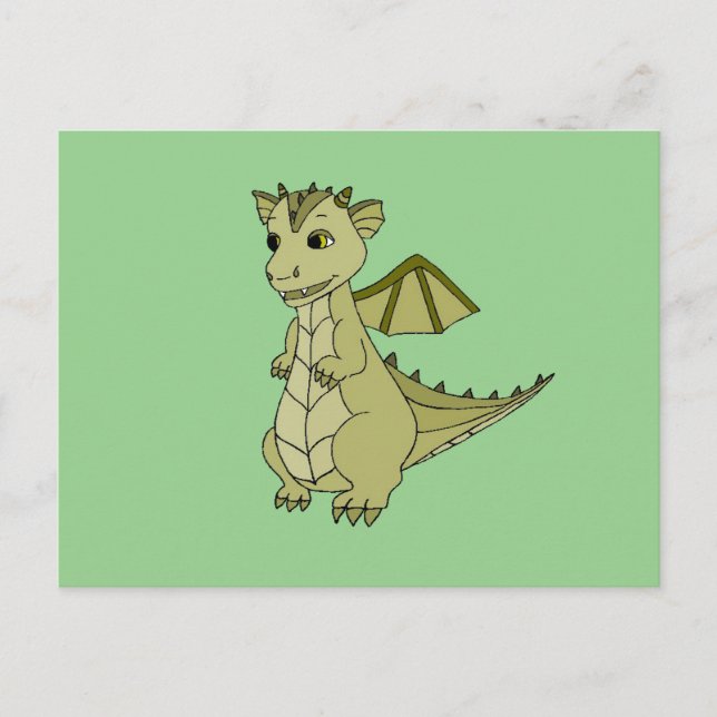 Carte postale avec design de dragon bébé mignon (Devant)