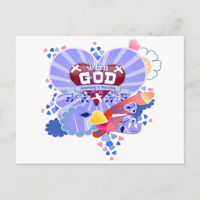Carte Postale Avec Dieu Coeurs (Devant)