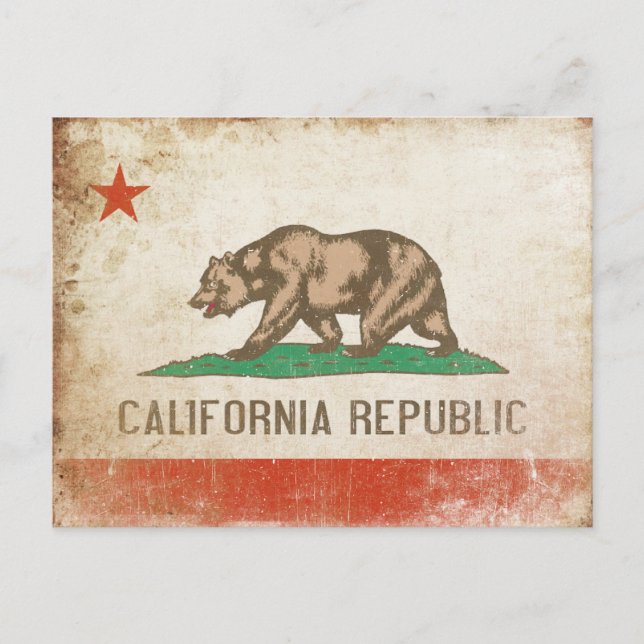 Carte postale avec drapeau de la Californie Cool (Devant)