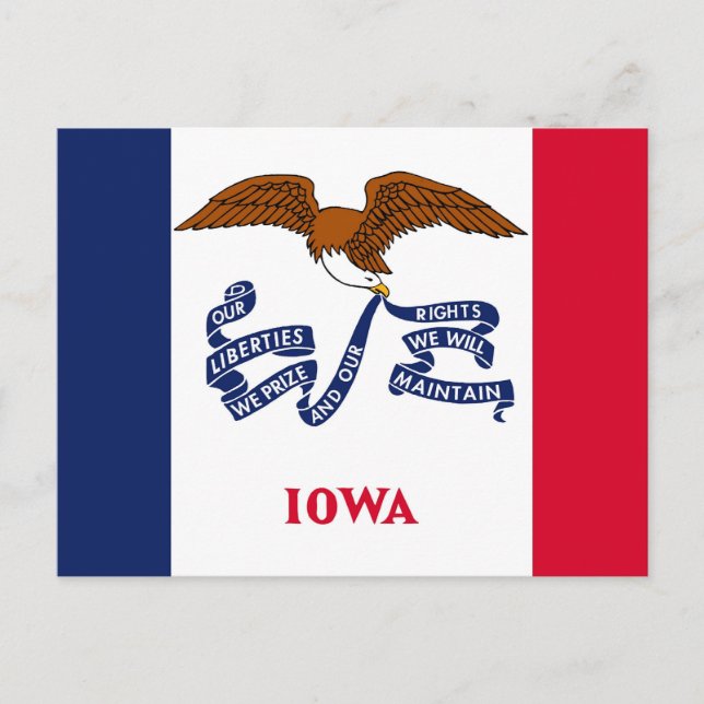 Carte postale avec Drapeau de l'Etat de l'Iowa - U (Devant)