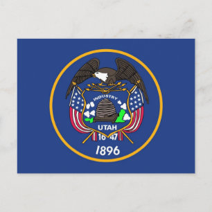 Carte postale avec Drapeau de l'Etat de l'Utah - U