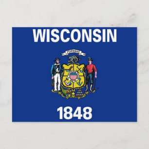 Carte postale avec Drapeau de l'Etat du Wisconsin 
