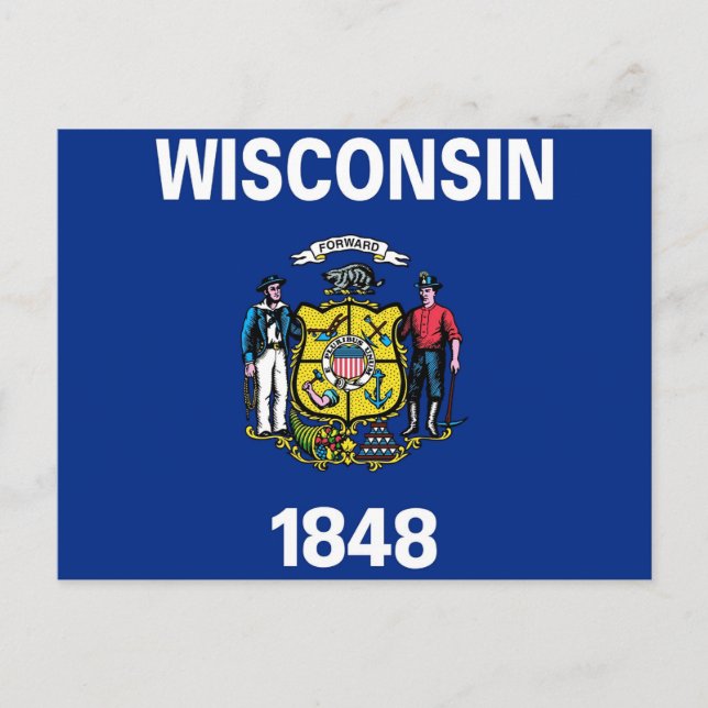 Carte postale avec Drapeau de l'Etat du Wisconsin  (Devant)