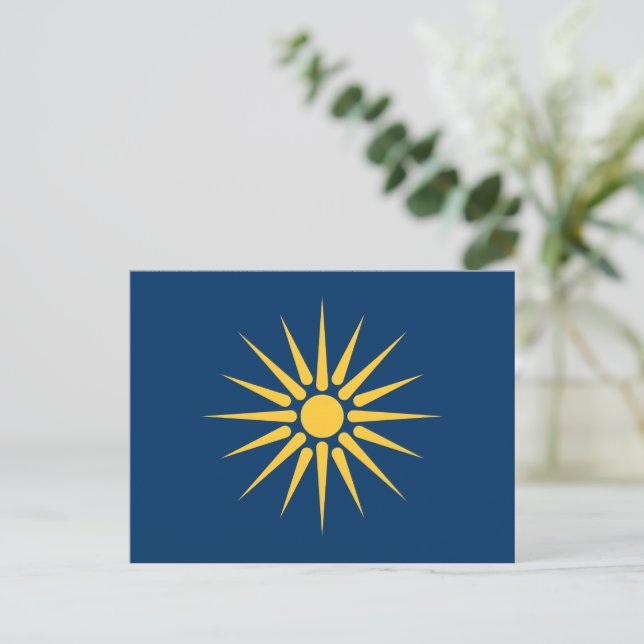 Carte postale avec Drapeau de Macédoine, Grèce (Debout devant)